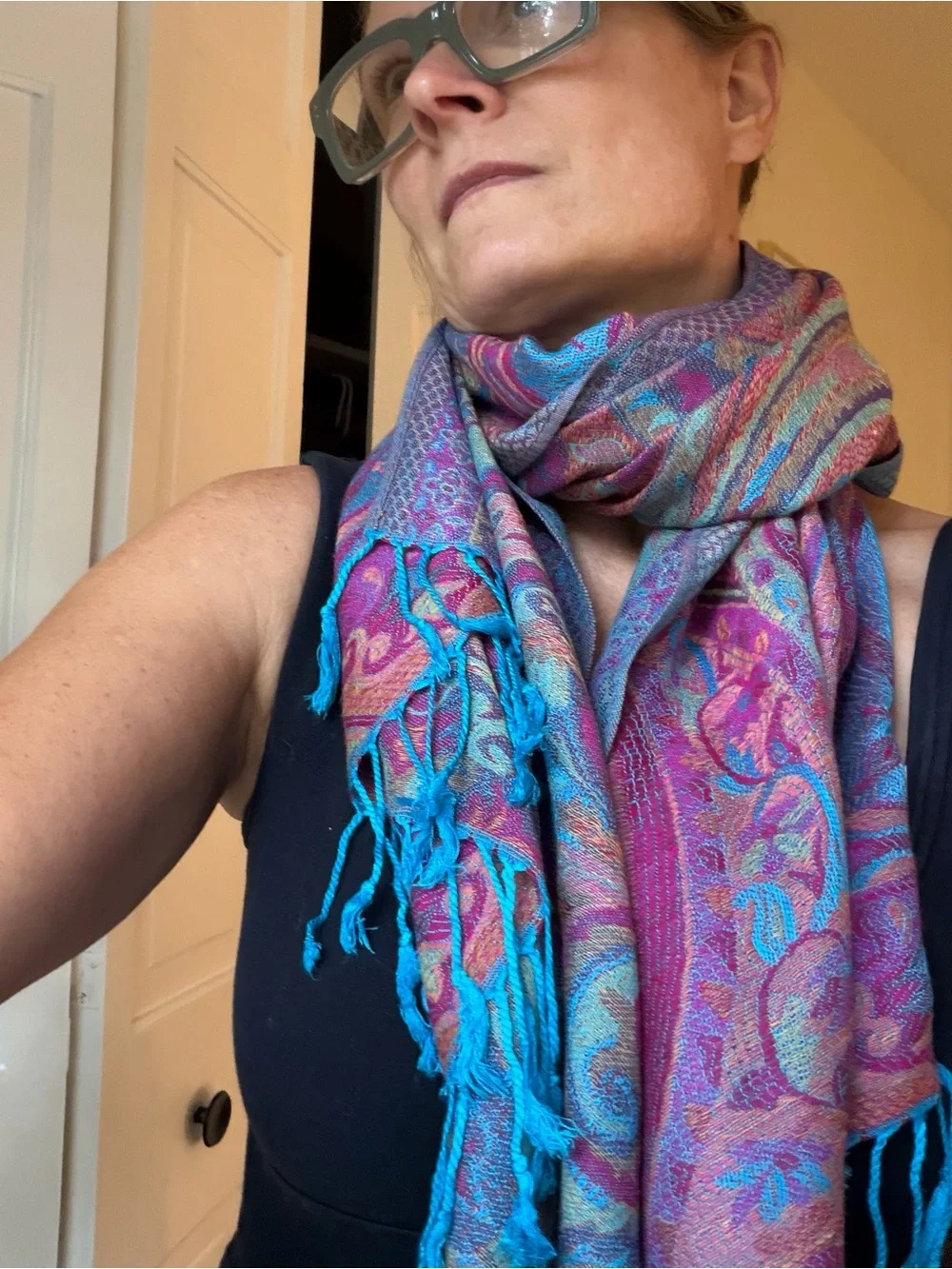 Pashmina Turquoise & Purple Paisley Scarf
